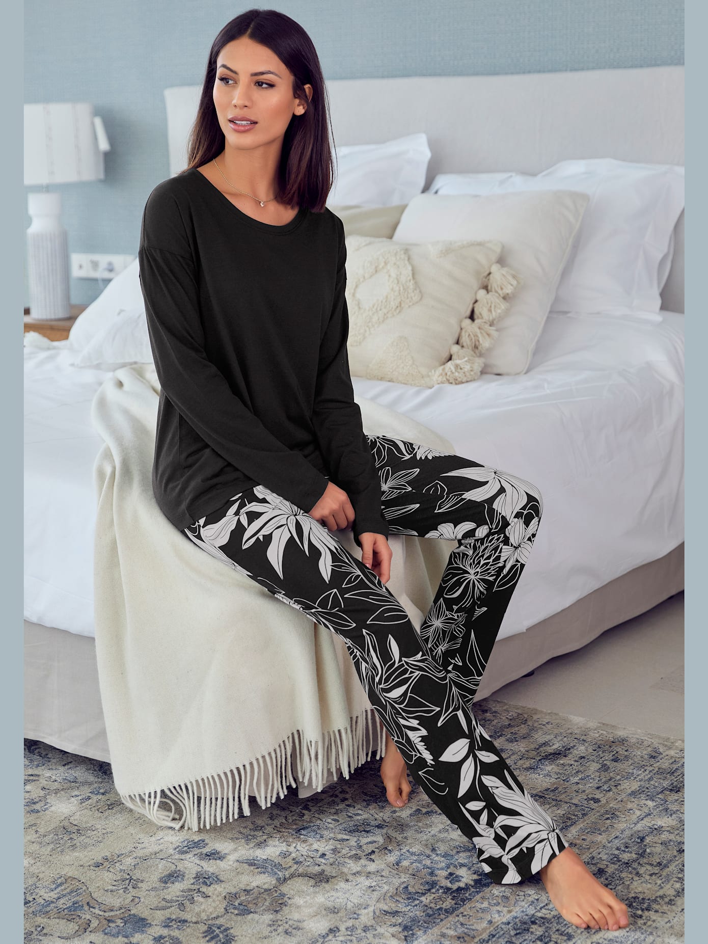 Pantalon de nuit pantalon longueur cheville à imprimé floral