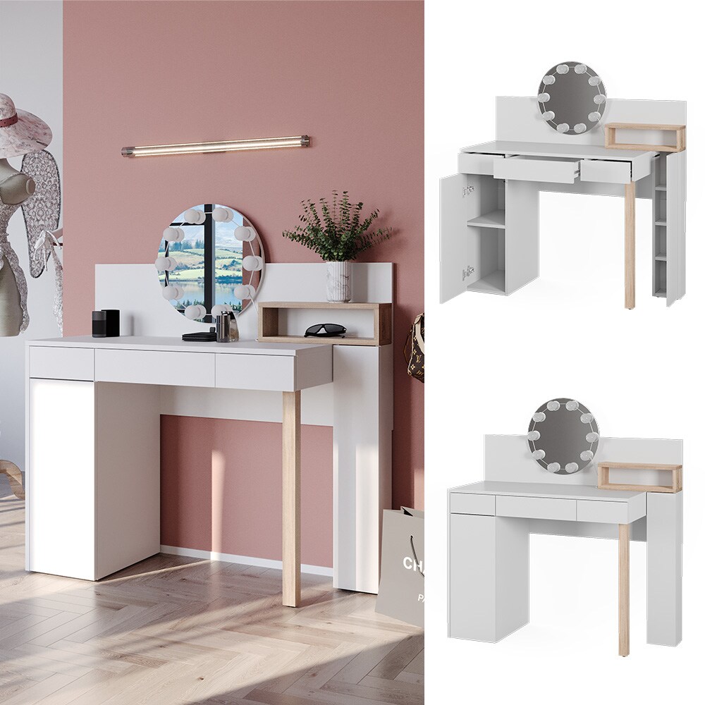Vicco Schminktisch Olivia 110x120cm Frisiertisch mit Spiegel und LED-Beleuchtung