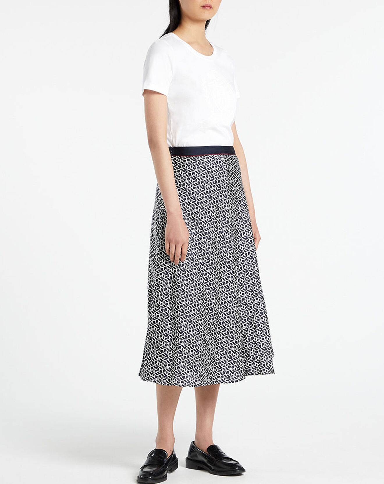 Tommy Hilfiger Jupe midi fluide Icon imprimée noir/blanc