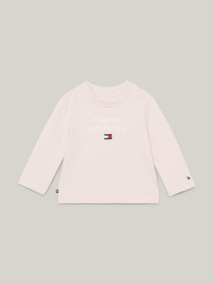 Camiseta de manga comprida com gola redonda e logo