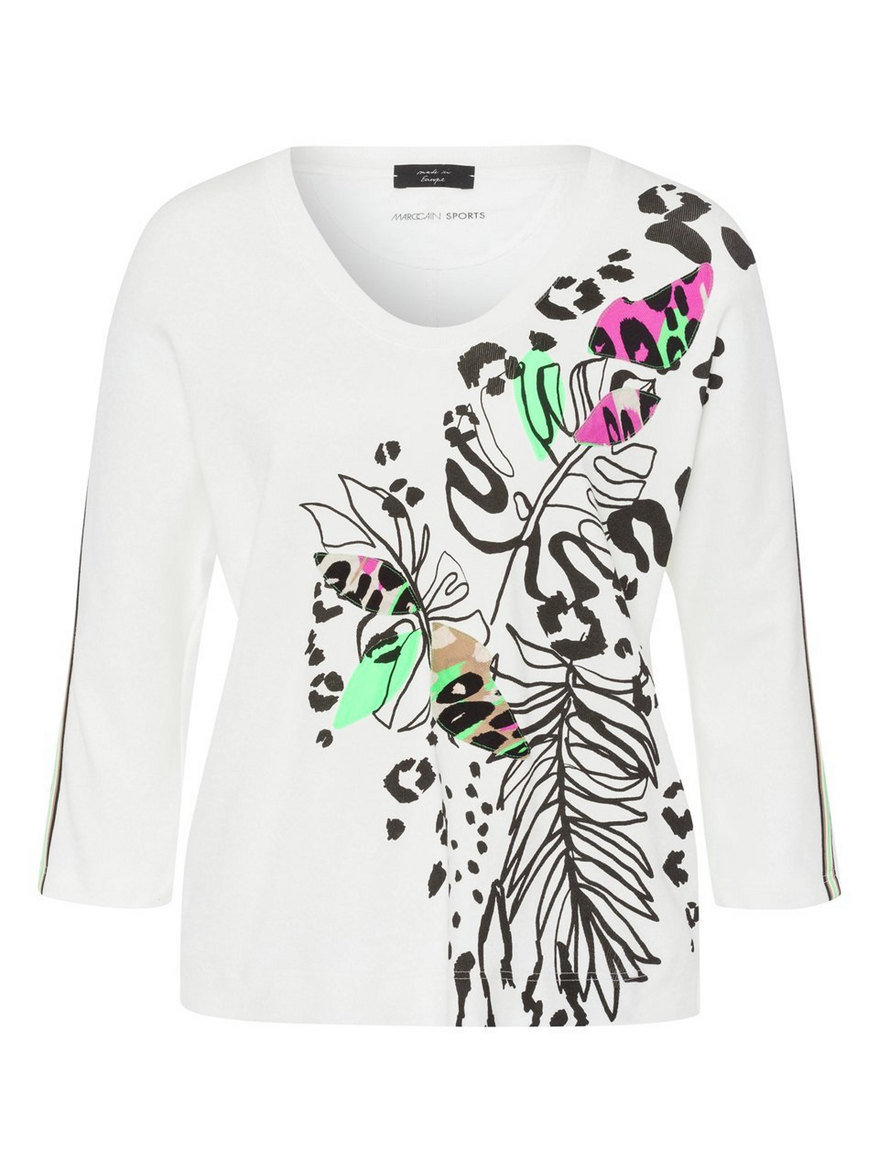 Rundhals-Shirt mit 3/4-Fleder­mausarm