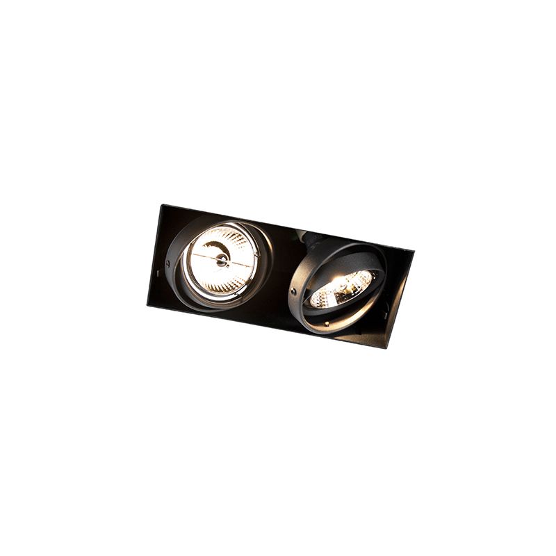 Set van 6 inbouwspots zwart GU10 AR70 trimless 2-lichts - Oneon