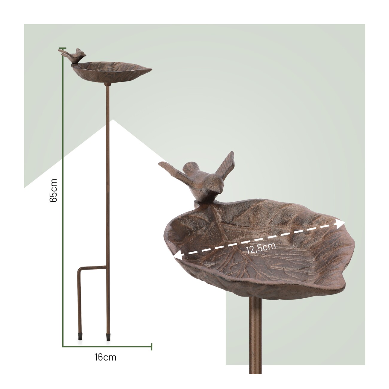 WILDLIFE HOME Vogeltränke auf Stab Blatt-Design