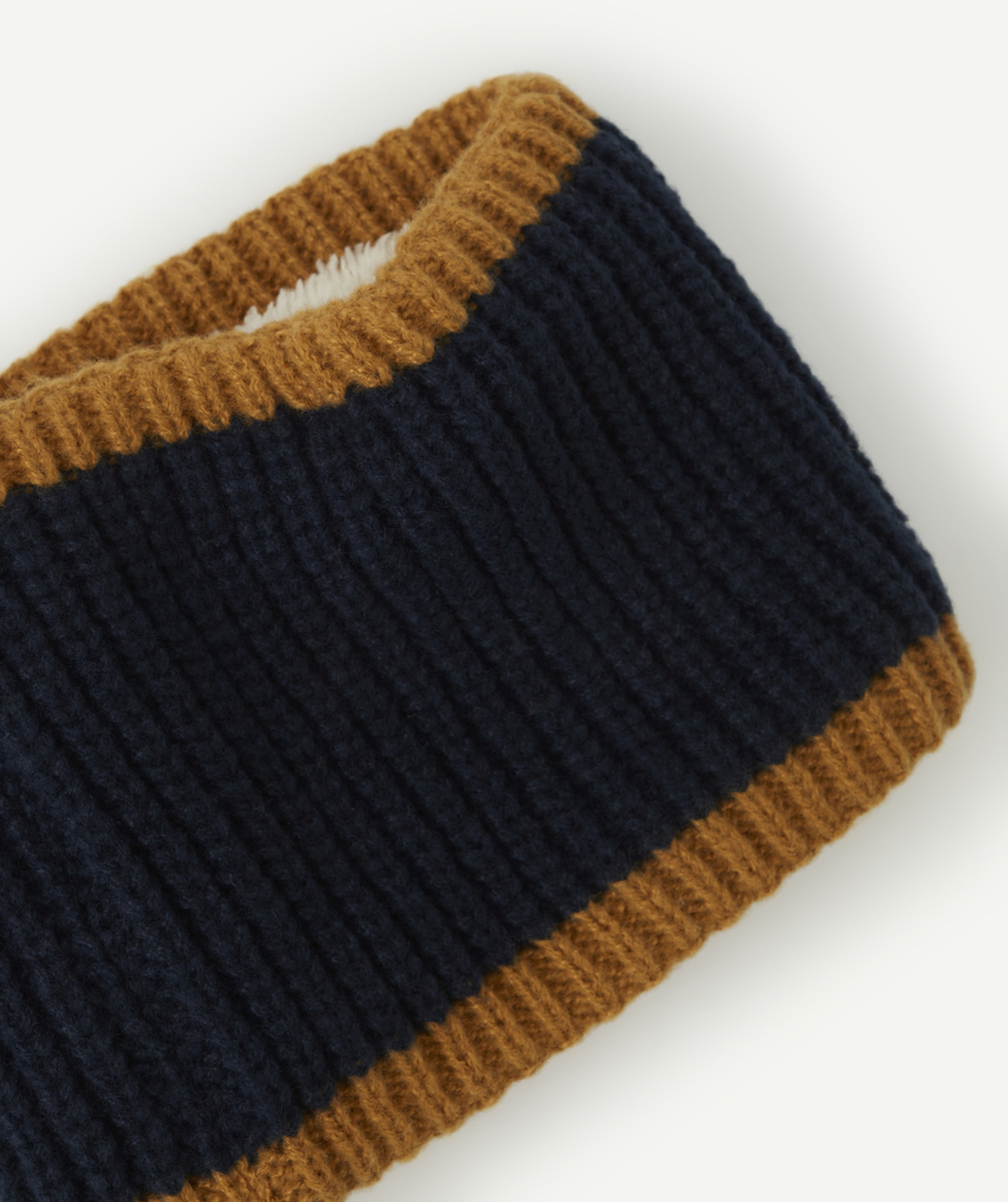 SNOOD TRICOT BÉBÉ GARÇON EN FIBRES RECYCLÉES BLEU MARINE ET MARRON