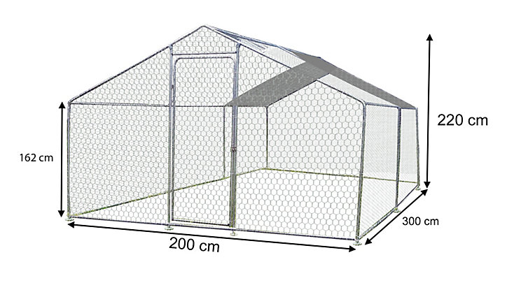 Enclos grillagé en acier pour poules 6m² + bâche de toit polyester Habrita
