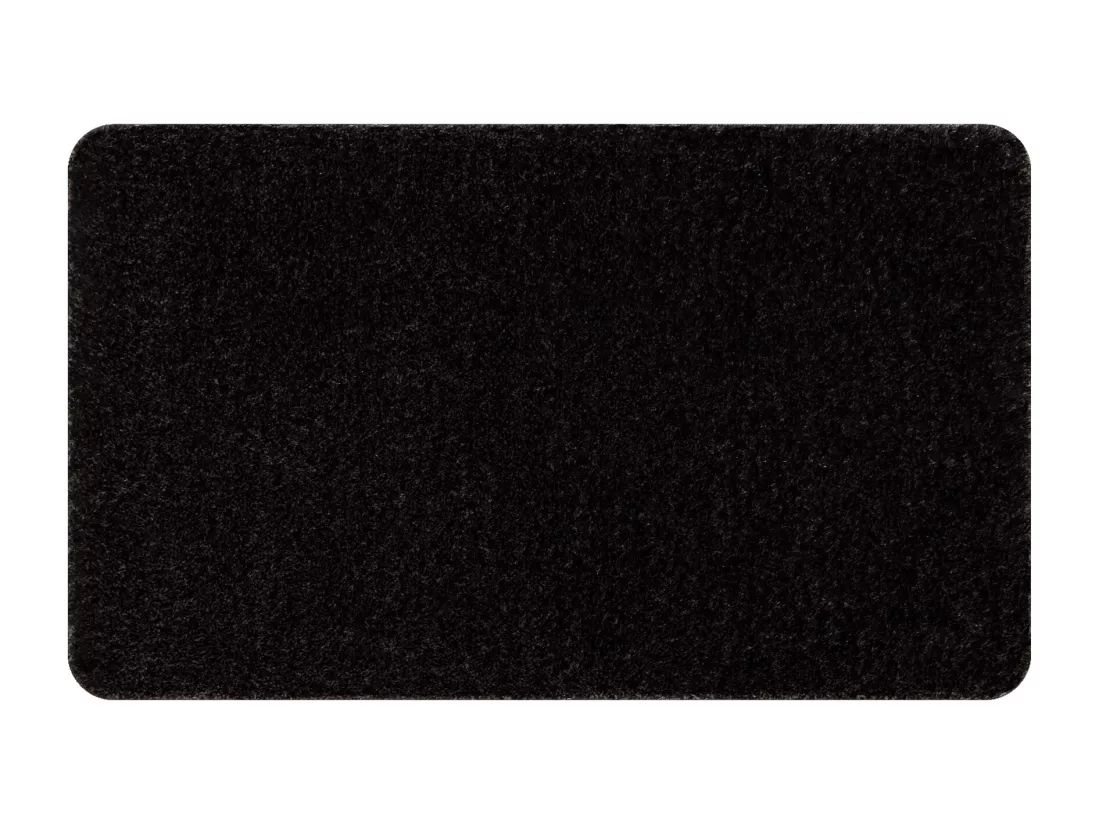 Tapis de salle de bain SANTA, plaine, antidérapant, doux - noir 60x100 cm