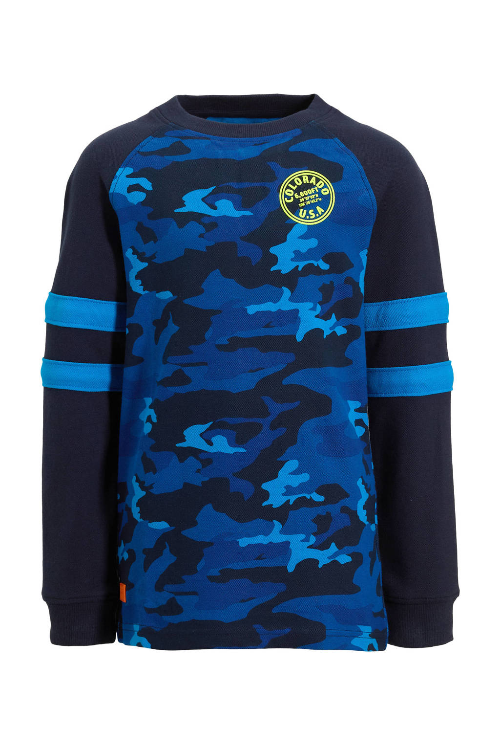 Orange Stars longsleeve Russ pique met camo print blauw
