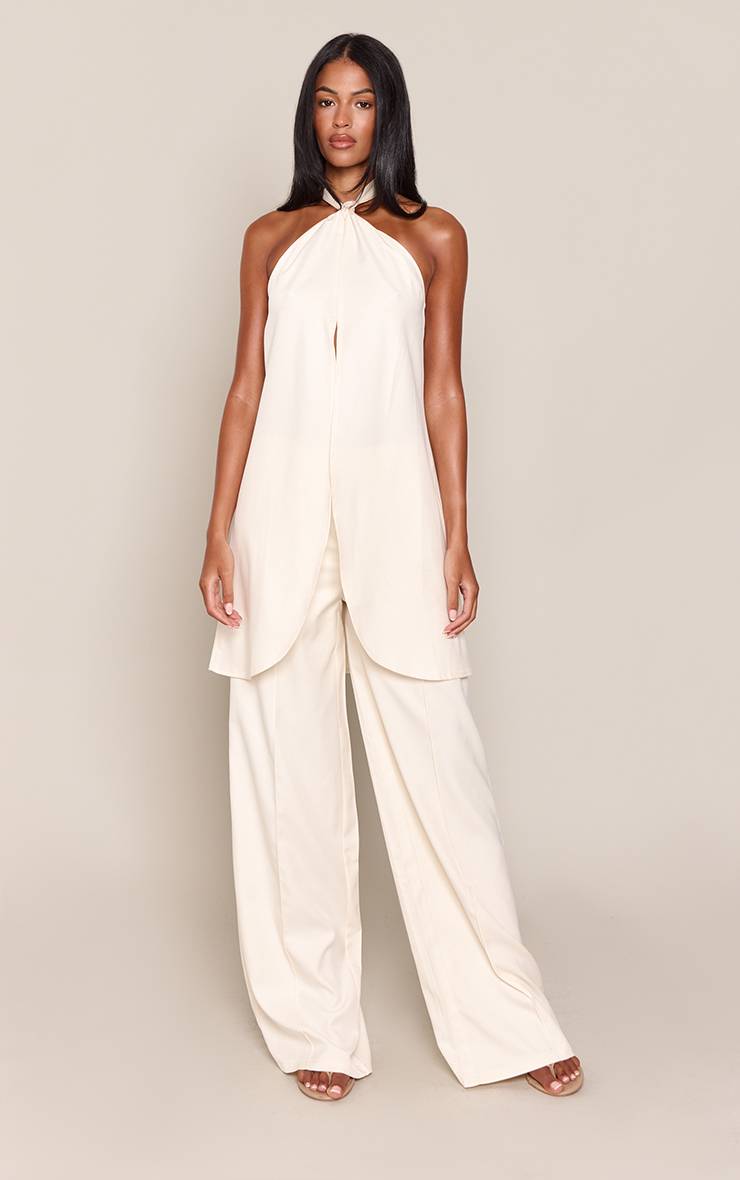 Butter Cream Pantalon Taille Mi-haute Ajusté Crème Tall Co-ord