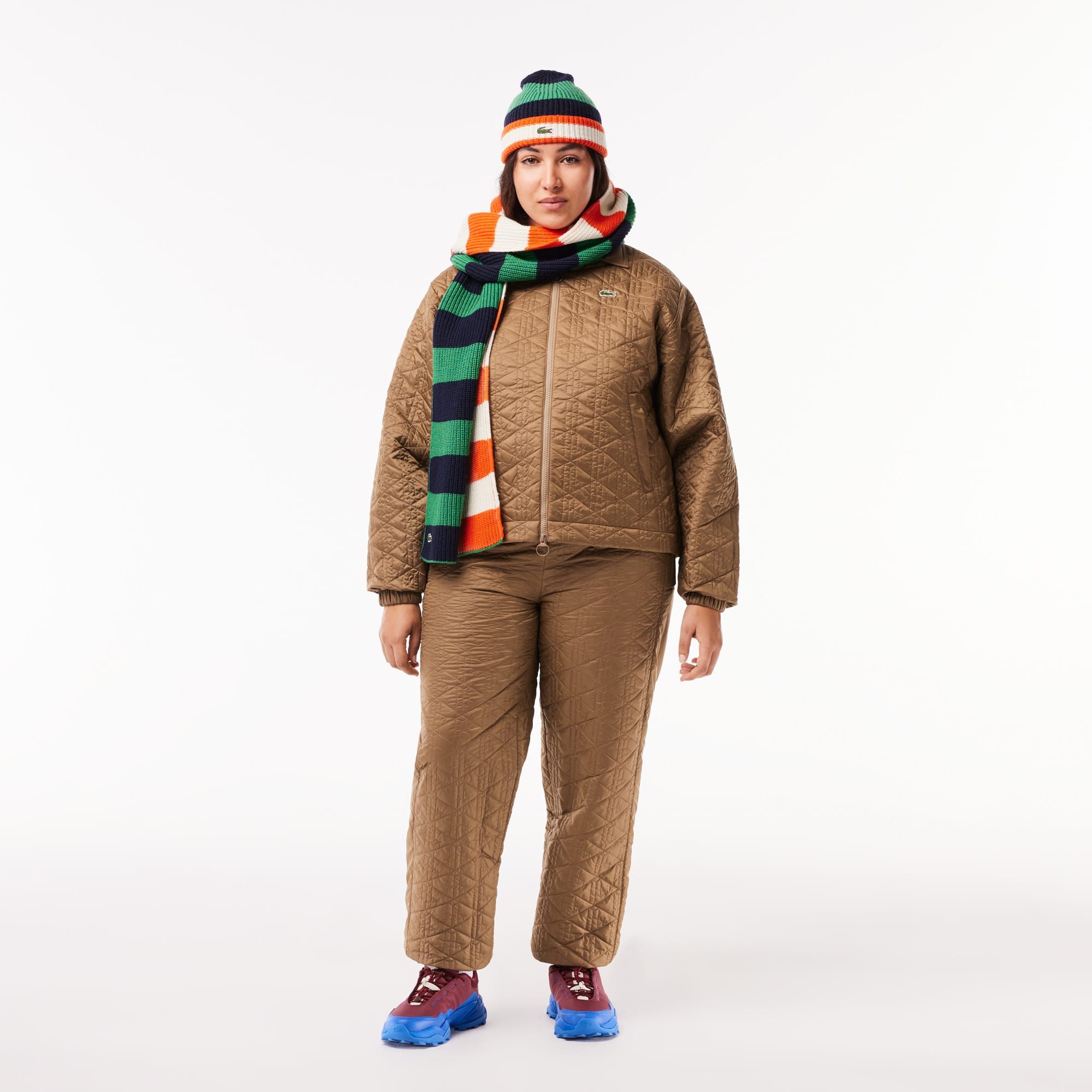 Pantalon de survêtement paddé motif monogramme Pantalons de survêtement - Marron - Lacoste - Femme