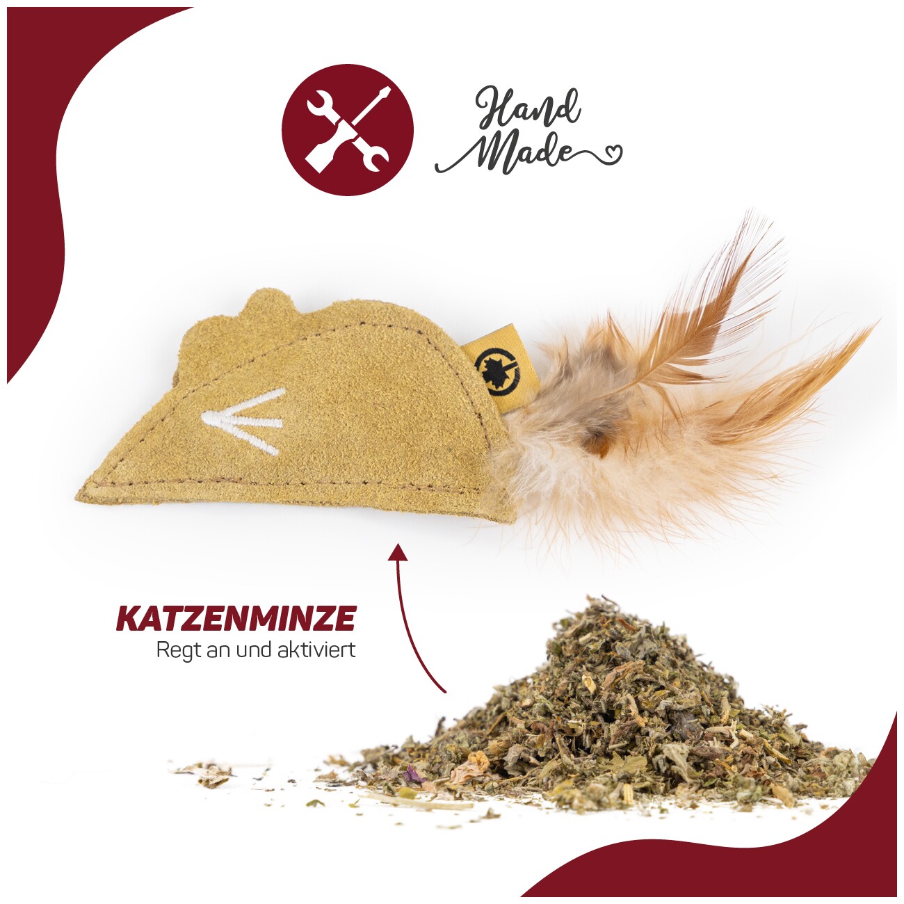 Canadian Cat Company Duftkissen aus Leder | Katzenminze | Mäuschen