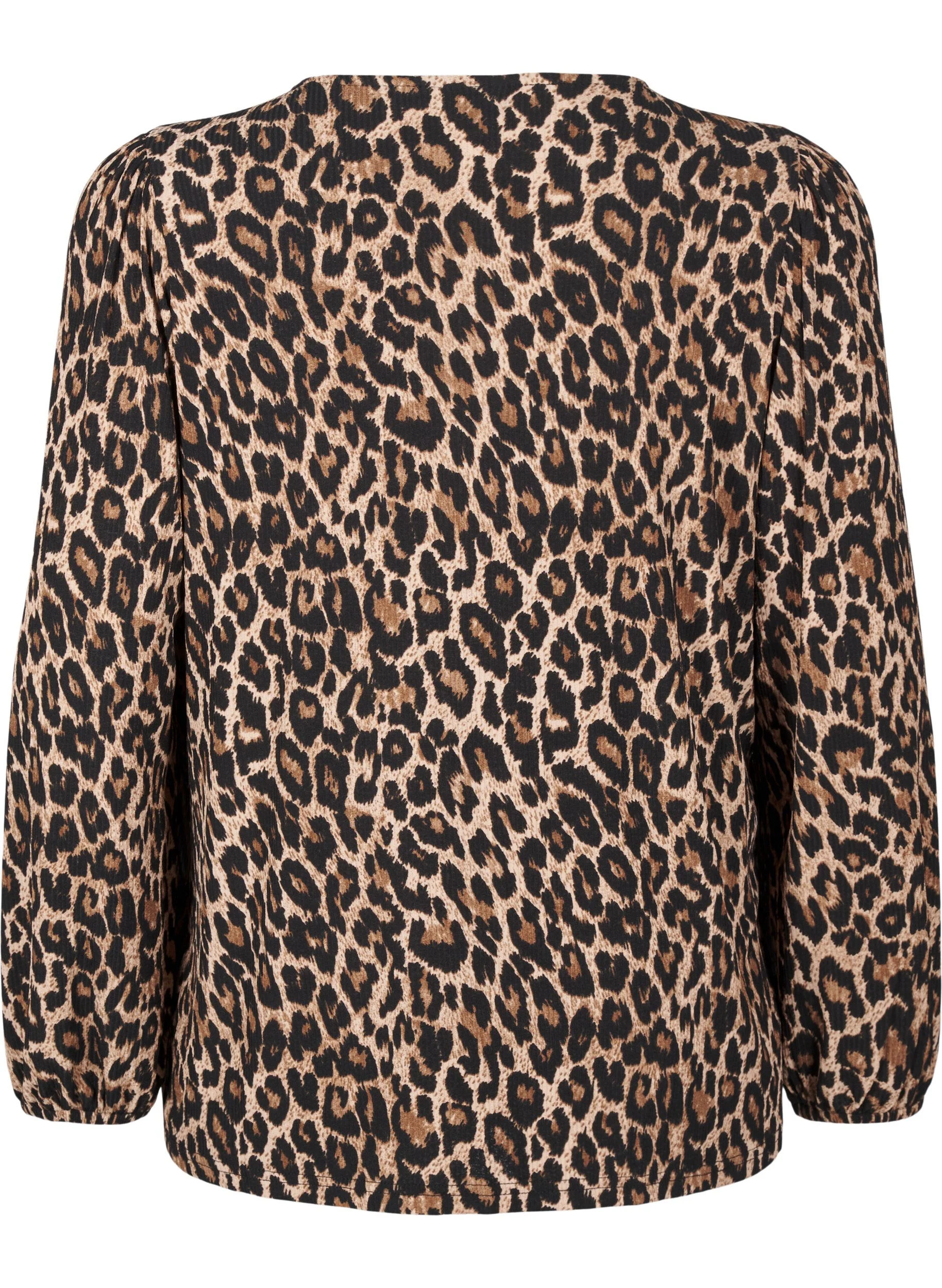 Bluse med lange ærmer og leoprint