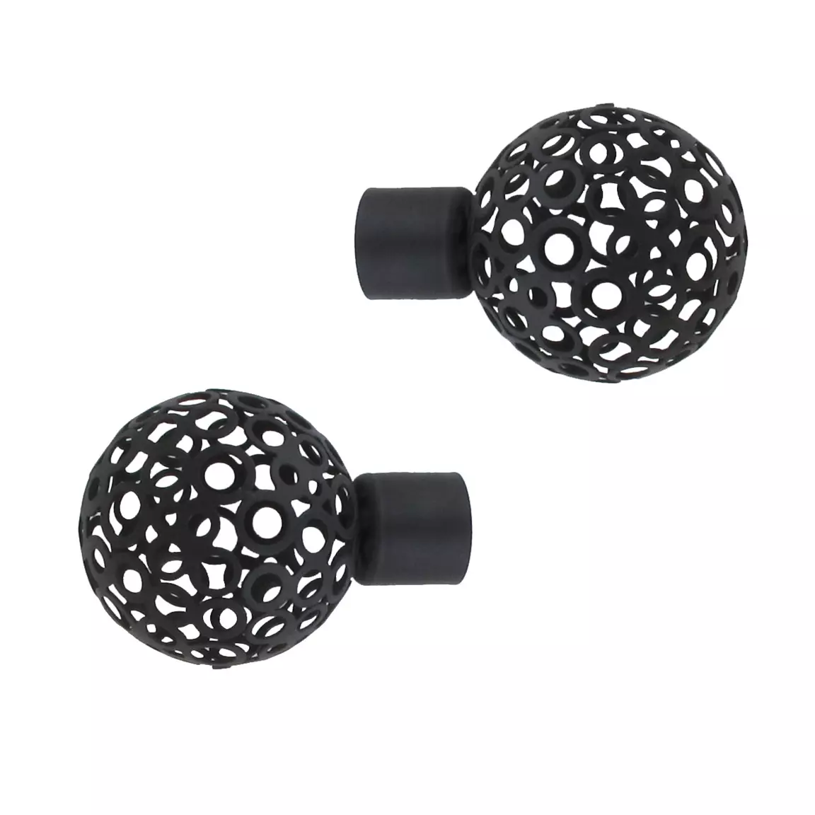 Lot de 2 embouts tringle (D20 mm) Jim Boule perforée Noir mat