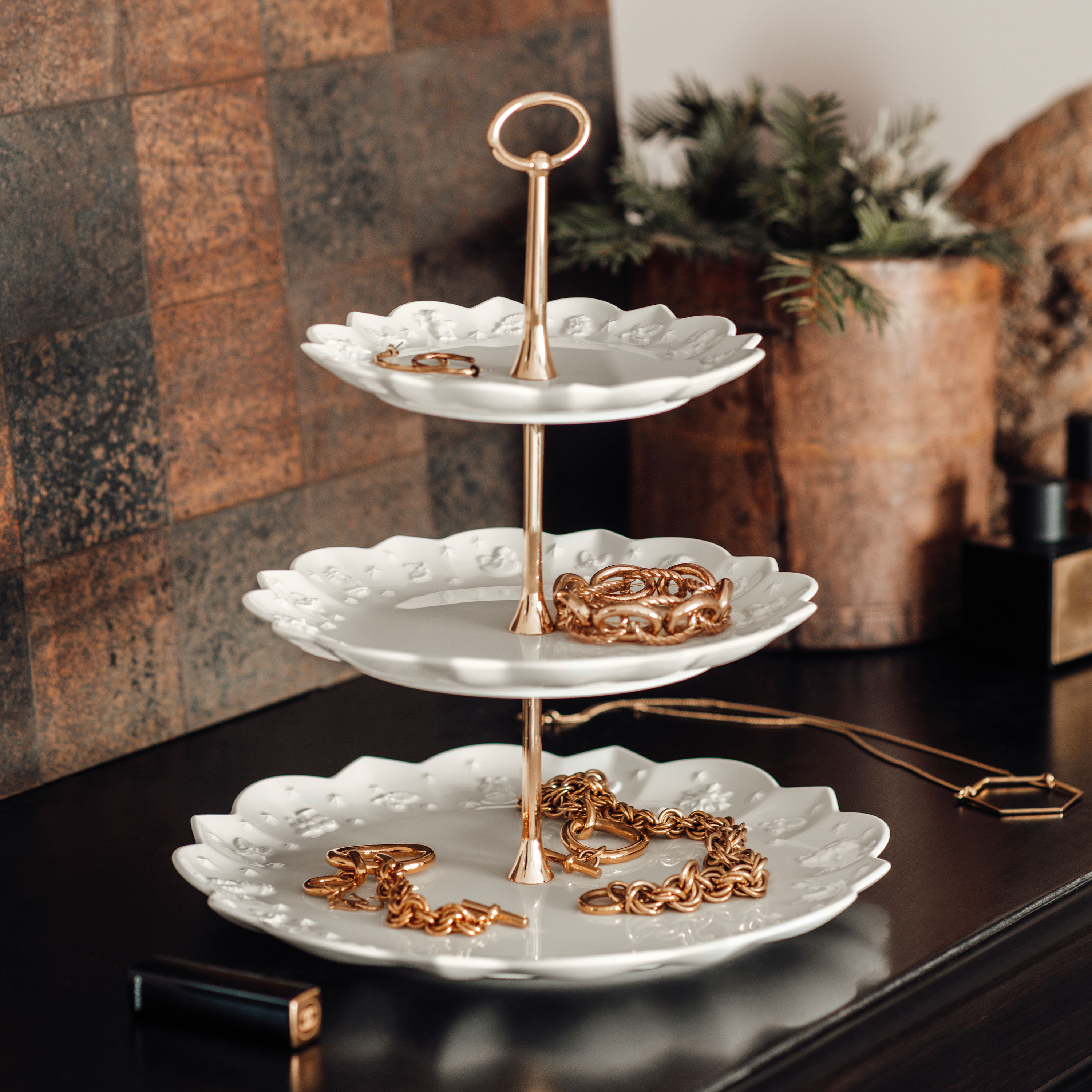 Toy's Delight Royal Classic 3 Tier Stand White, 11.7'', Premium Porcelain