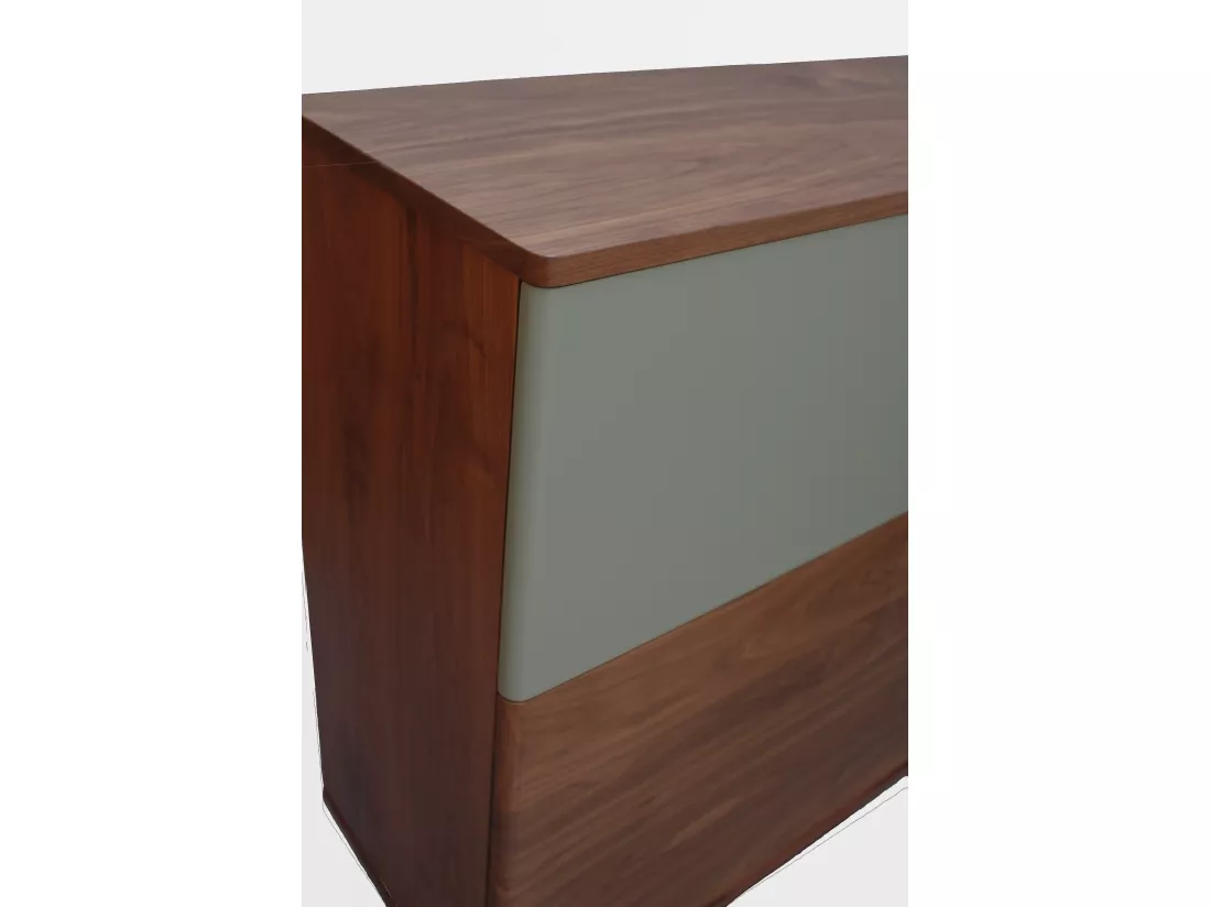 Vaisselier noyer naturel massif et laqué, 2 portes , 1 abattant - 100L x 46P