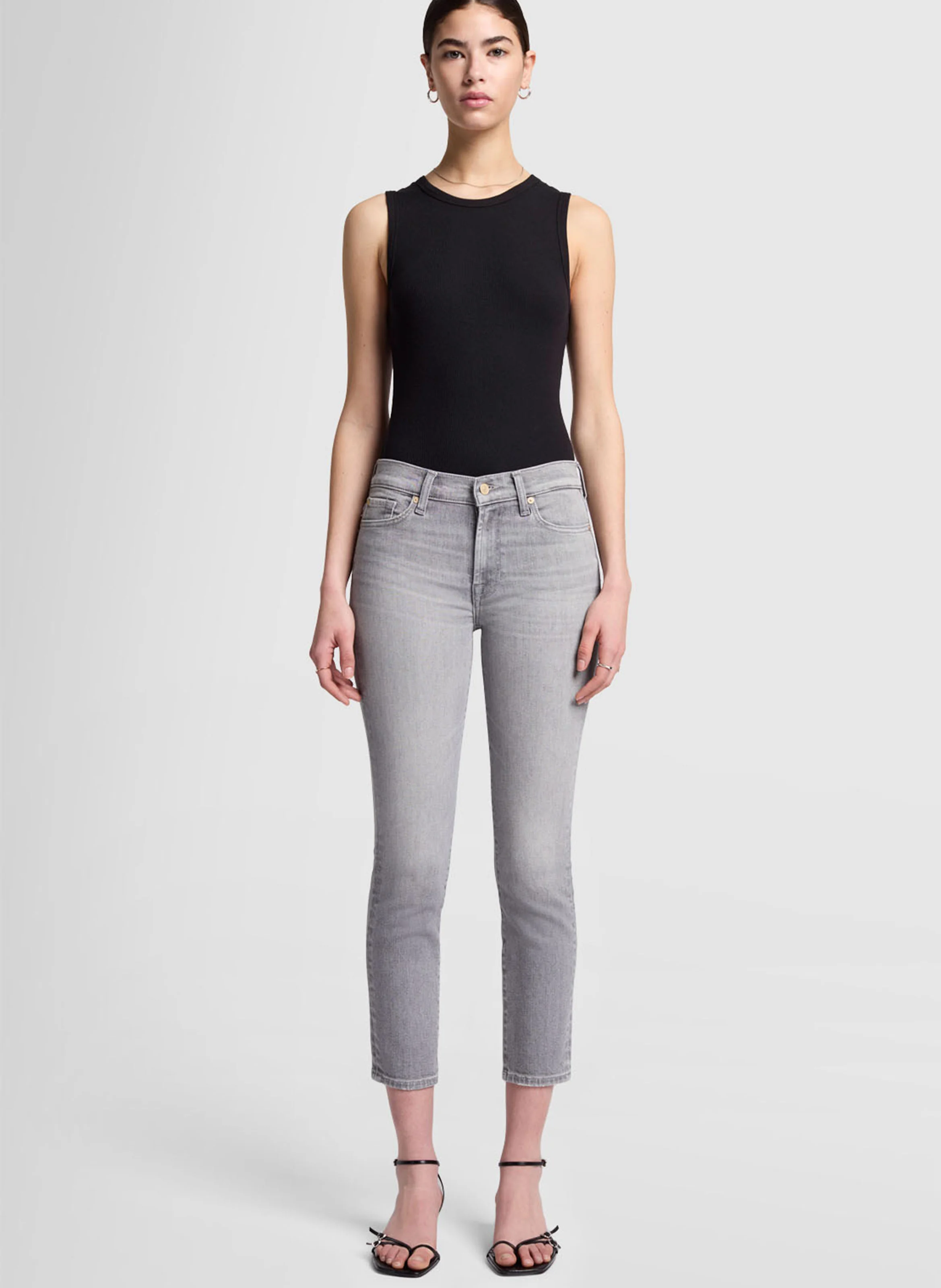 ROXANNE - Jean slim en coton mélangé | Gris
