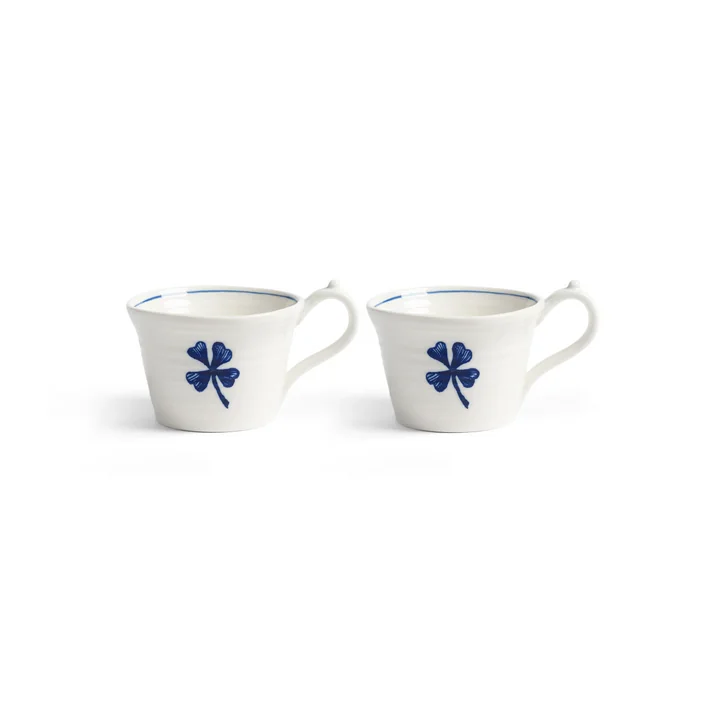 &klevering - Anouk Tasse, Kleeblatt, 250 ml, blau (2er-Set)