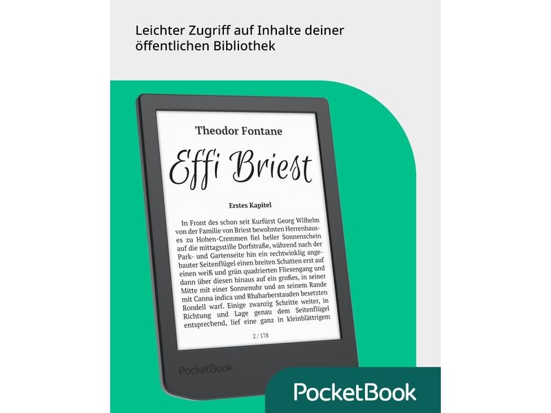 PocketBook E-Book Reader Verse Lite Midnight Grey 6 Zoll E-Book Reader mit 8 GB Speicher und E-Ink Carta Bildschirmtechnologie