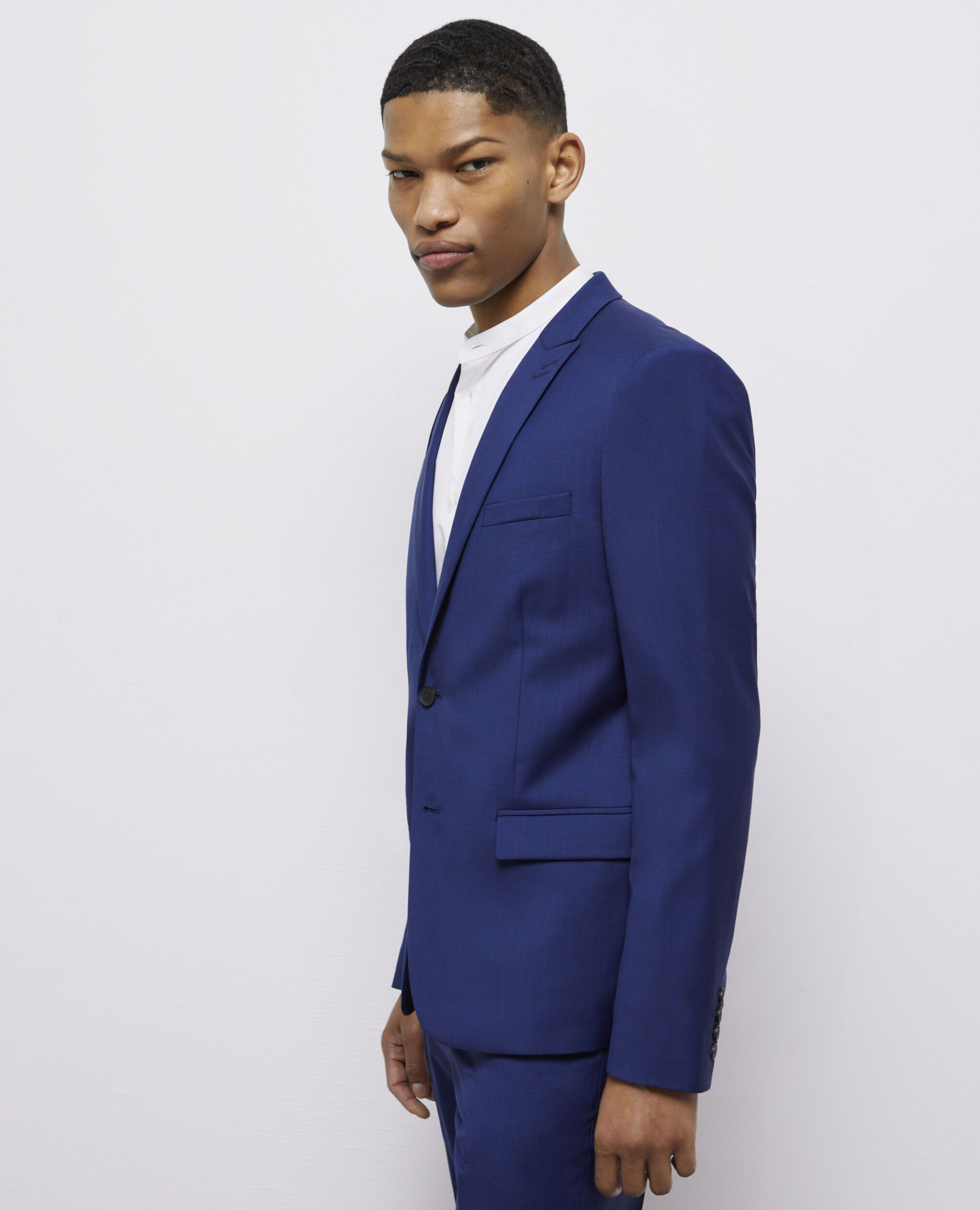 Veste de costume micro motif bleu marine