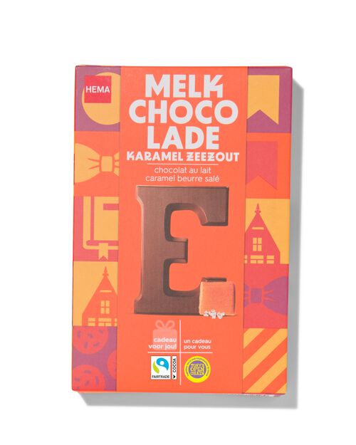 lettre E en chocolat au lait caramel beurre salé 135g