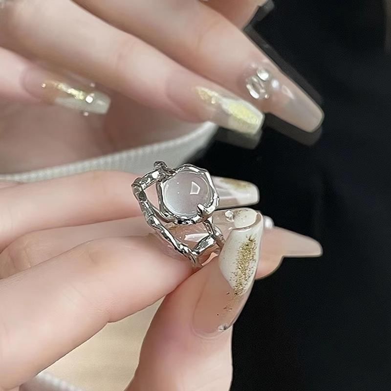 Lilafey - Set van 3: Maansteen / Strass / Legering Open Ring (Diverse Ontwerpen)