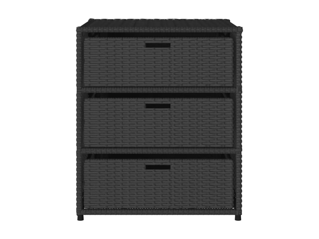 Armoire de rangement de jardin noir 55x59x69 cm résine tressée