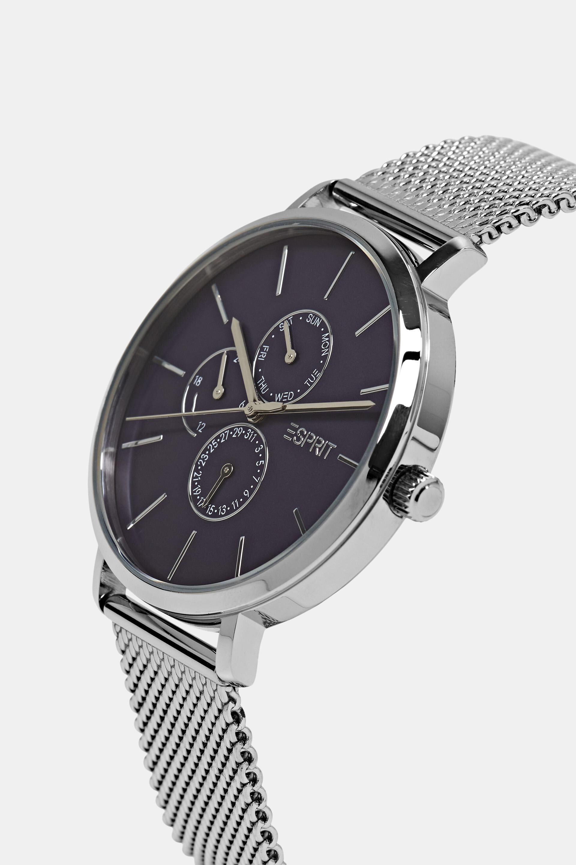 Montre en acier inoxydable avec bracelet en maille milanaise
