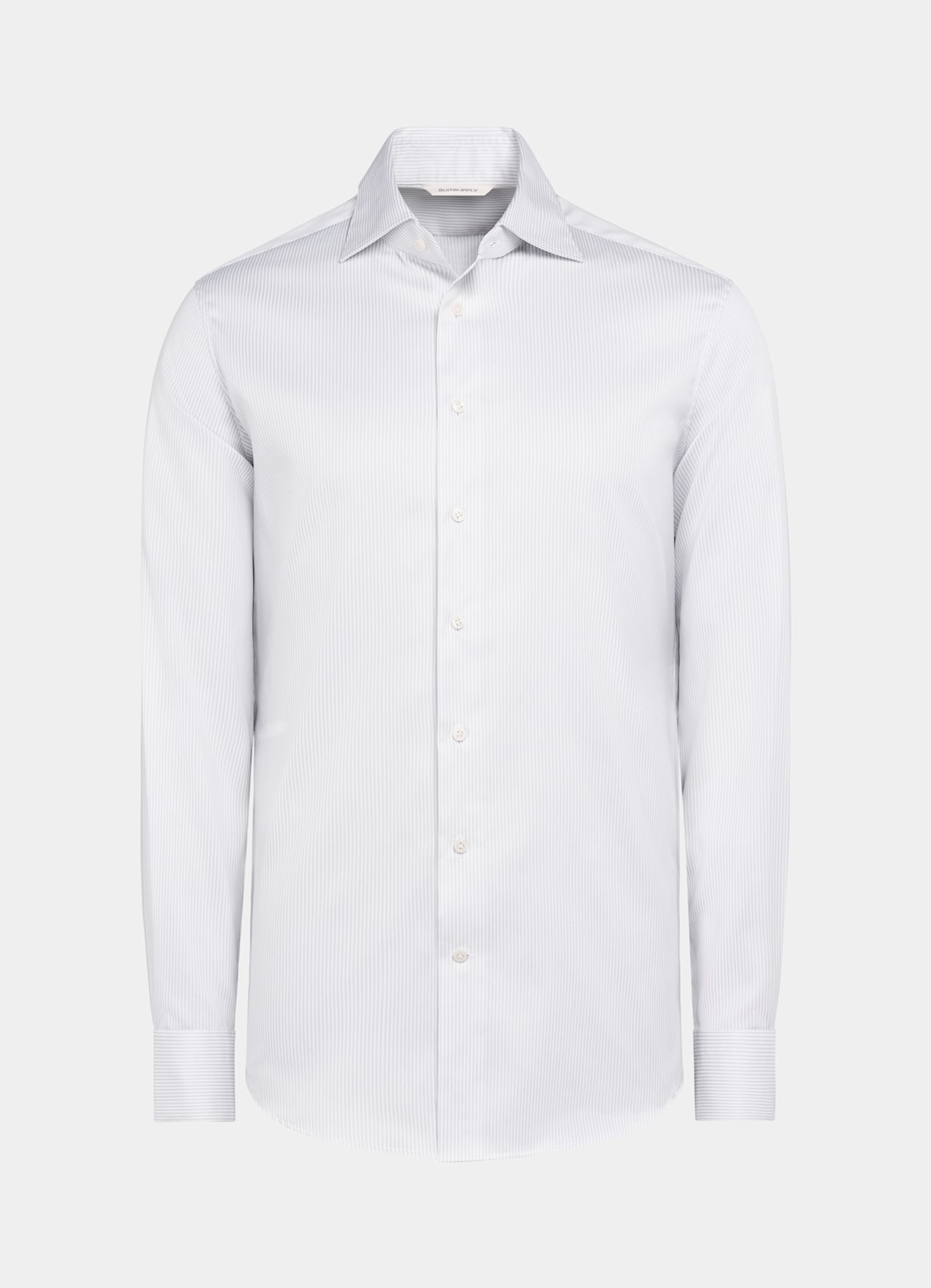 Chemise coupe ajustée en twill gris clair à rayures