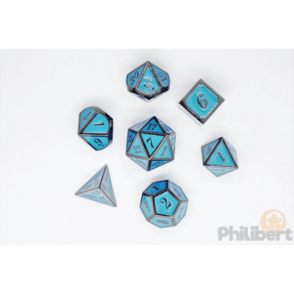 Set de 7 Dés JDR métalliques - Enamel and Gunmetal
