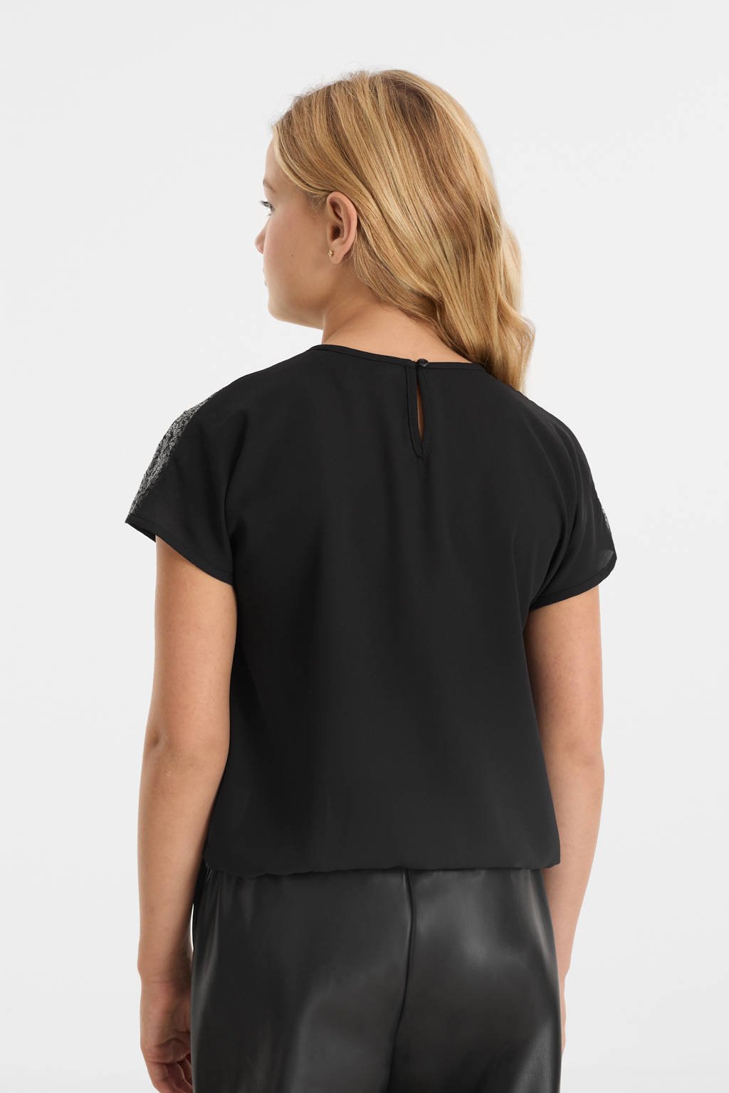anytime top met pailletten zwart