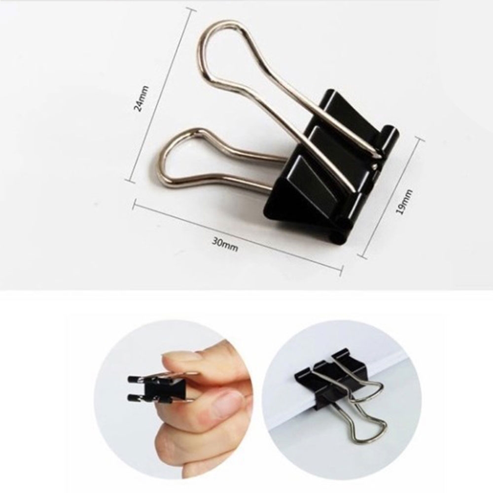 (20er Set) 19mm Foldback Metall Klammern Befestigungsclip Büroklammern - Schwarz