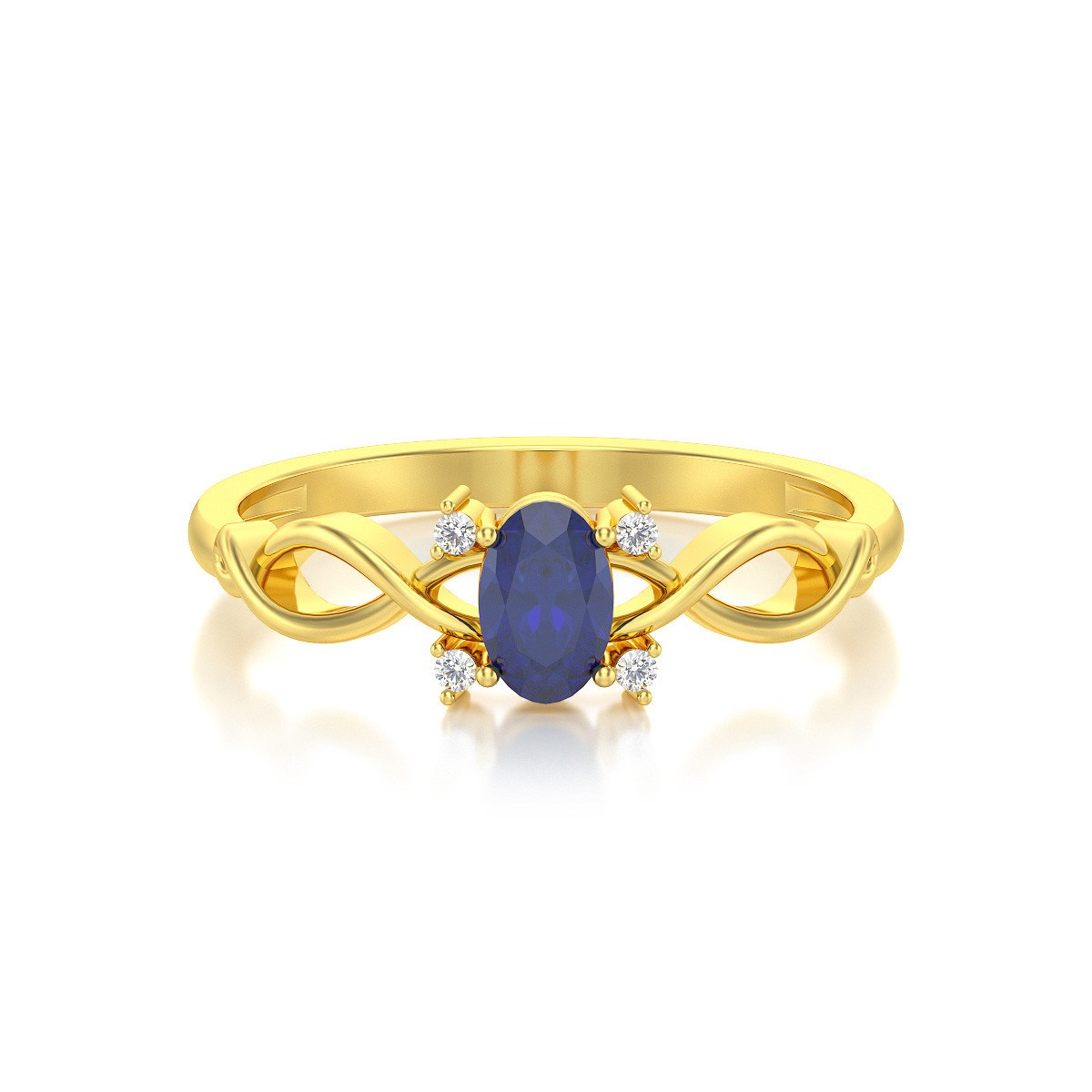 Bague ADEN Or 585 Jaune Saphir et diamants 1.85grs