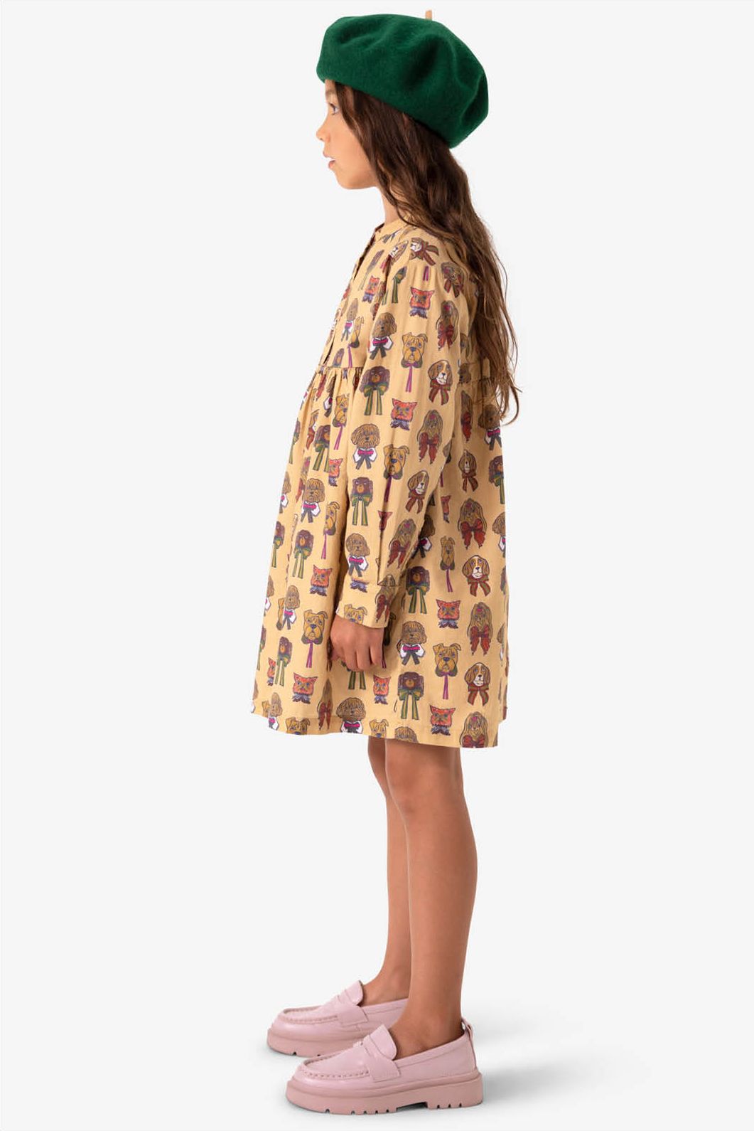 Bruine jurk met hondenprint