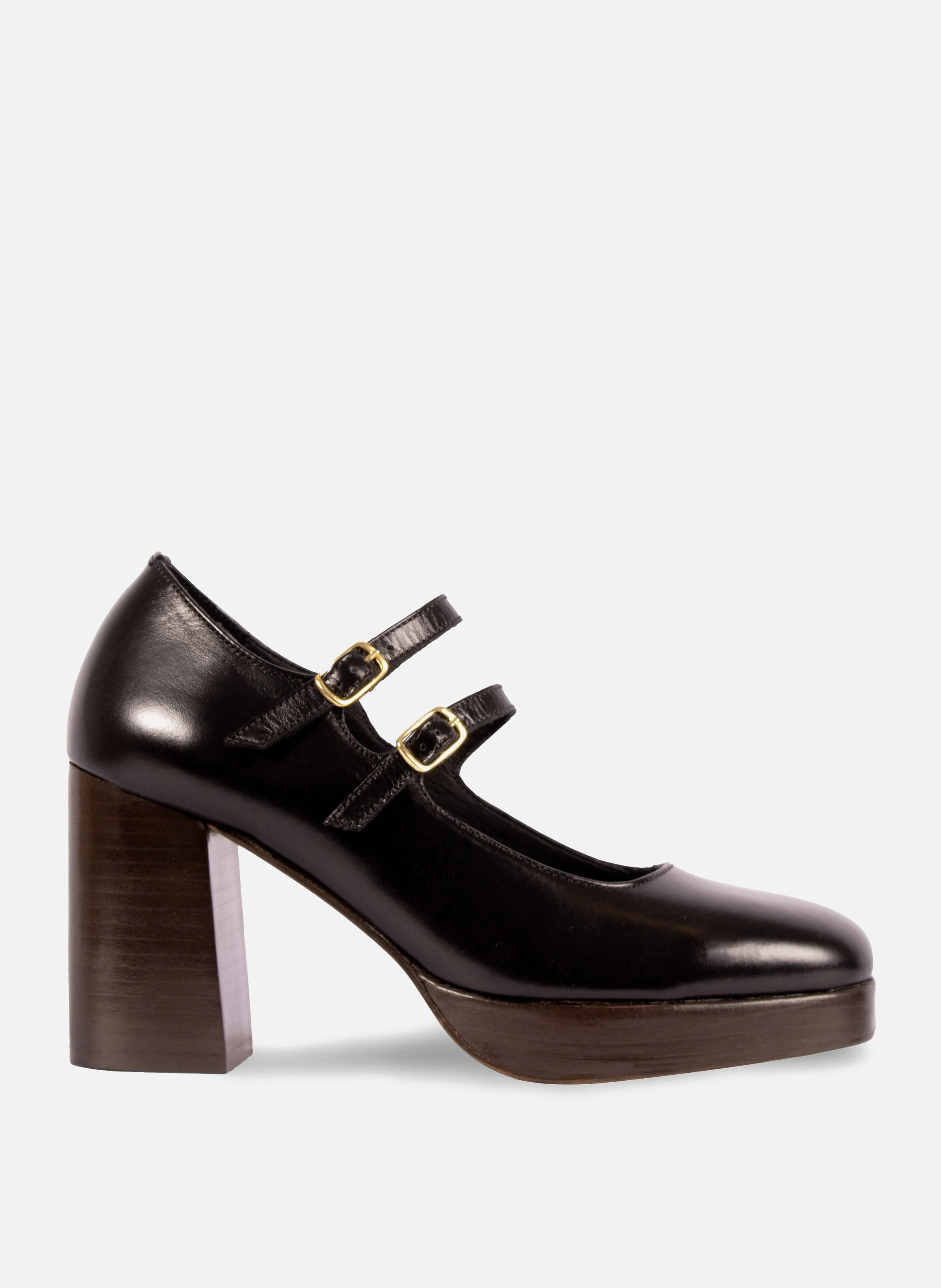 Babies plateforme cuir | Noir