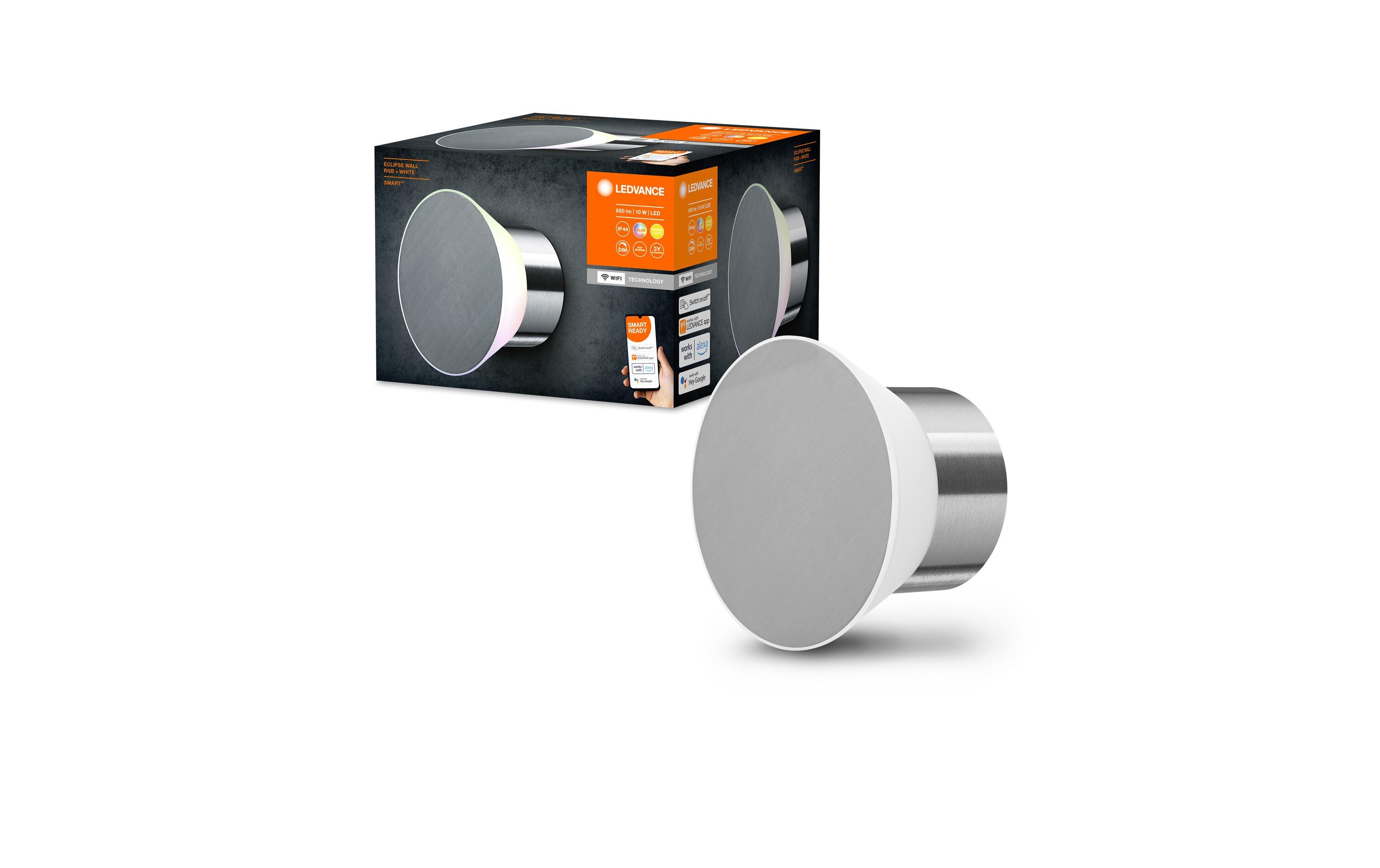 Wandleuchte Smart+ Eclipse, 10W, 3000K, RGBW, SilberSmarte Wandleuchte