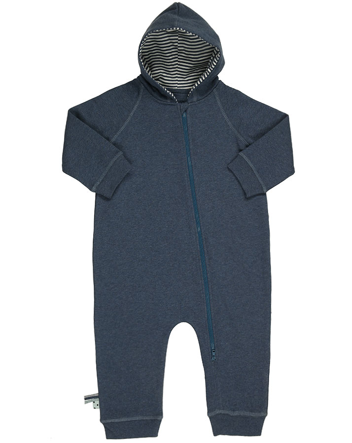 Kapuzen-Strampler KAYA UNI in indigo melange