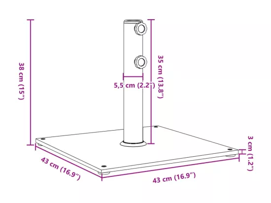 Base de parasol pour mats ?32/38/48 mm 17 kg carré