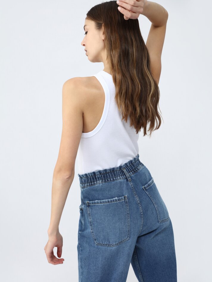 Calça jeans larga - Azul escuro
