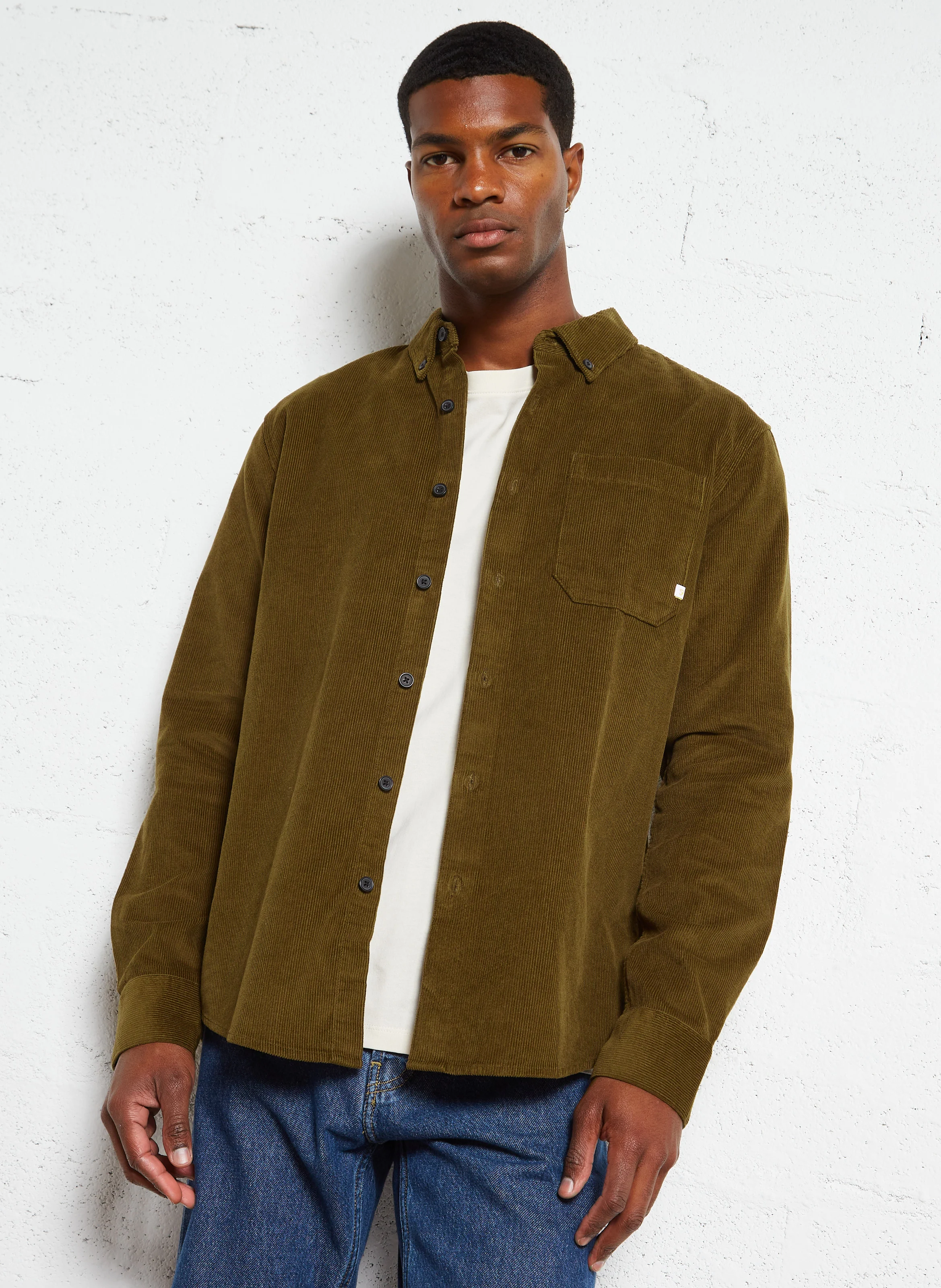 SPENCER - Chemise droite en velours côtelé| Vert
