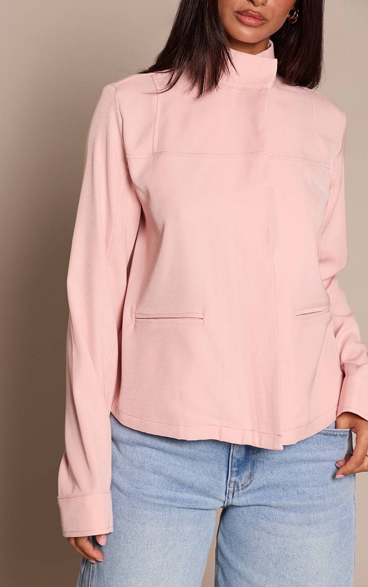 Rose Bébé Veste Ajustée Col Cheminée Petite