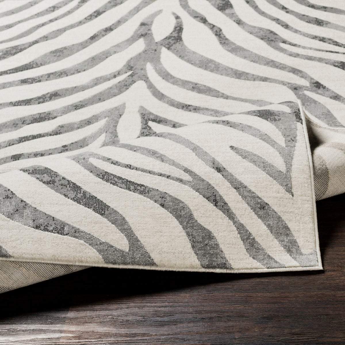 Boho vloerkleed, zebrapatroon, donkergrijs/beige, 160x220 cm, CYBELE