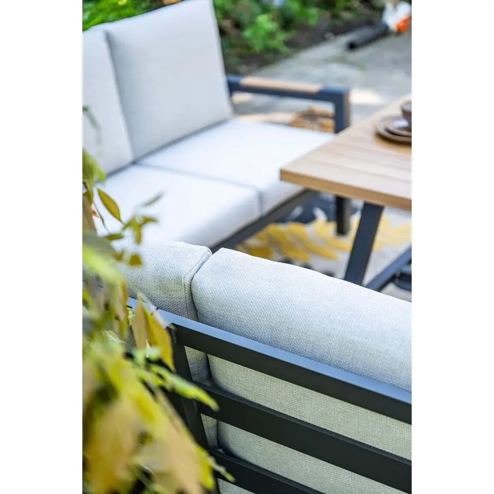 GI Elati lounge-diningset aluminium (6-delig) - Carbon Black/Zand