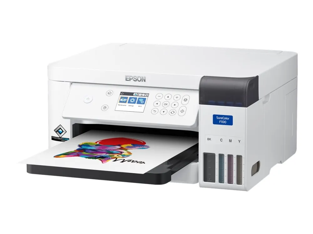 Epson SureColor SC-F100 - Printer - farve - farvesublimering - A4 - 600 x 1200 dpi - kapacitet: 150 ark - Wi-Fi, USB 2.0, LAN