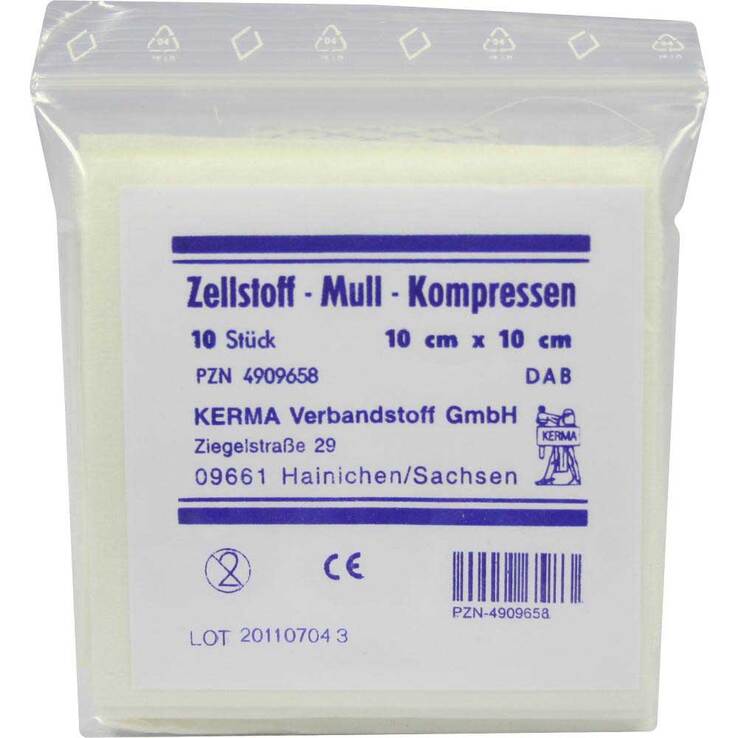 Zellstoff Mullkompressen 10c, 10 St