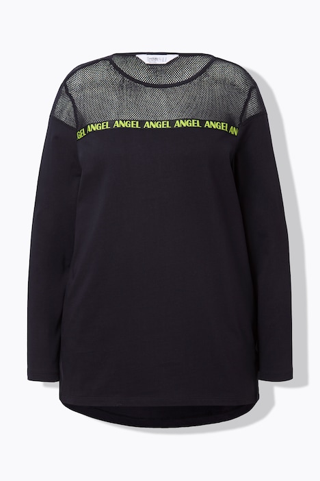 Sweatshirt, A-Linie, Mesh-Einsatz, Wording-Tap