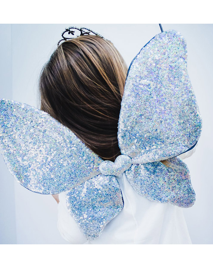 Kostümzubehör FLÜGEL SPARKLE mit Pailletten in silber