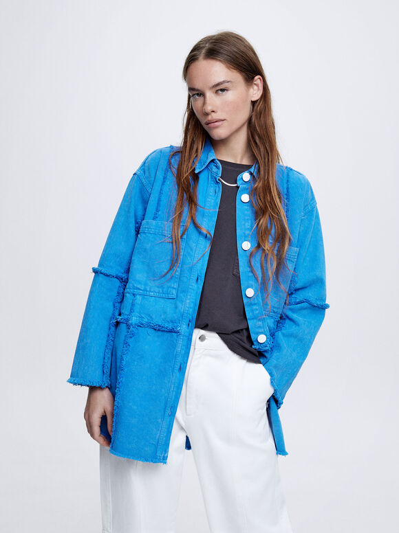 Sobretudo jeans 100% algodão - Azul