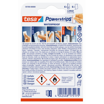 Tesa Plakstrip Powerstrip Waterproof Groot - 6 Stuks