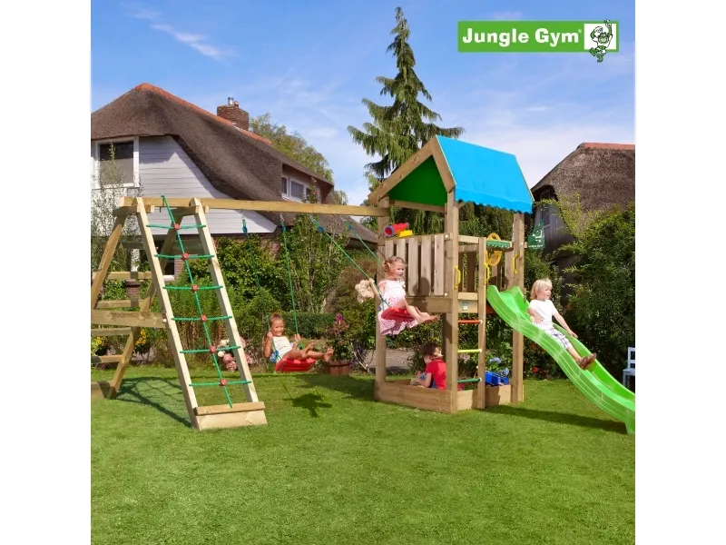 Jungle Gym Home legetårn komplet inkl. climb module xtra ekskl. rutschebane (804-315CB)