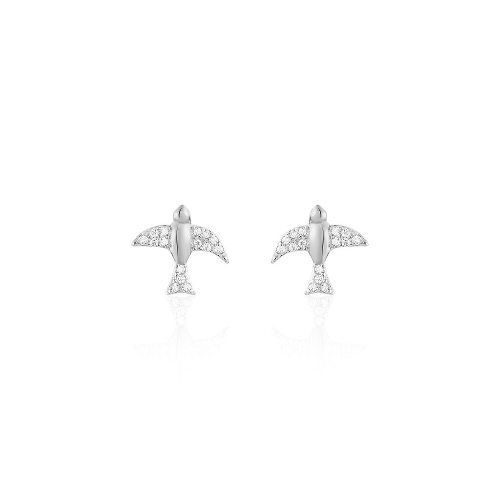 Boucles D'oreilles Puces Axella Argent Blanc Oxyde De Zirconium