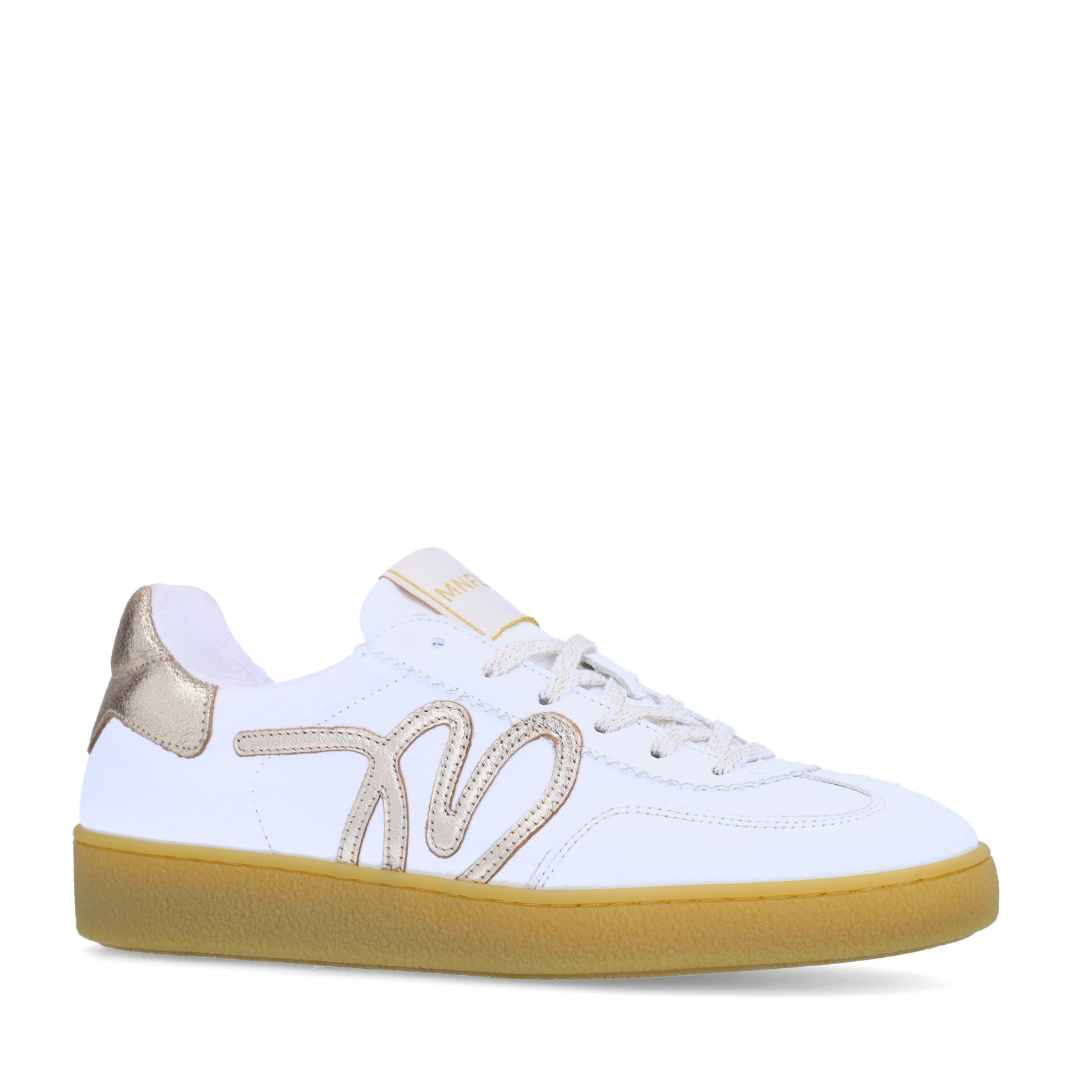 Witte leren sneakers met metallic details